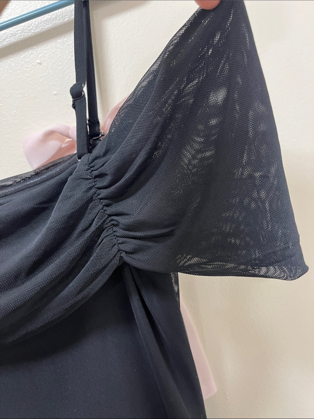 Wild fable Black Off-Shoulder Maxi Dress with Pink Bow Straps Size XS - Picture 14 of 16